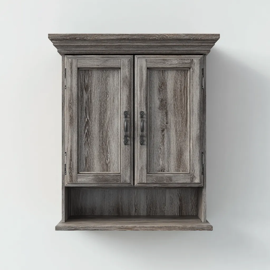 Organizzazione bagno - legno 55x20x65 cm - grigio - adatto per bagno - design classico-Comfyoliq