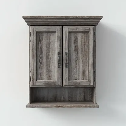 Organizzazione bagno - legno 55x20x65 cm - grigio - adatto per bagno - design classico-Comfyoliq