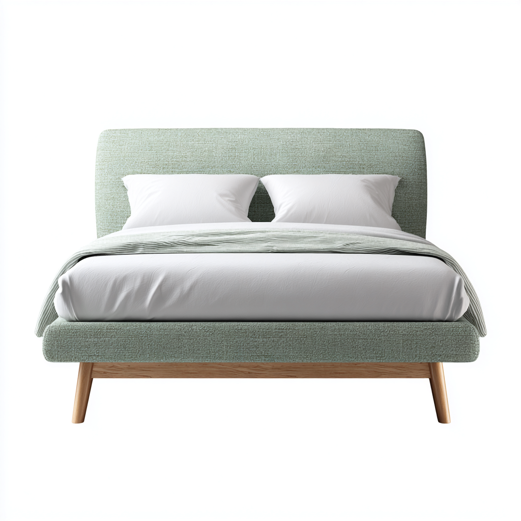 Letto matrimoniale - tessuto e legno 200x180x100 cm - verde salvia - legno naturale - adatto per camera da letto - design moderno-Comfyoliq