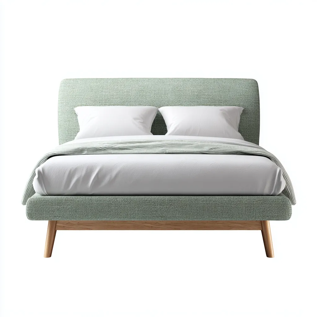 Letto matrimoniale - tessuto e legno 200x180x100 cm - verde salvia - legno naturale - adatto per camera da letto - design moderno-Comfyoliq