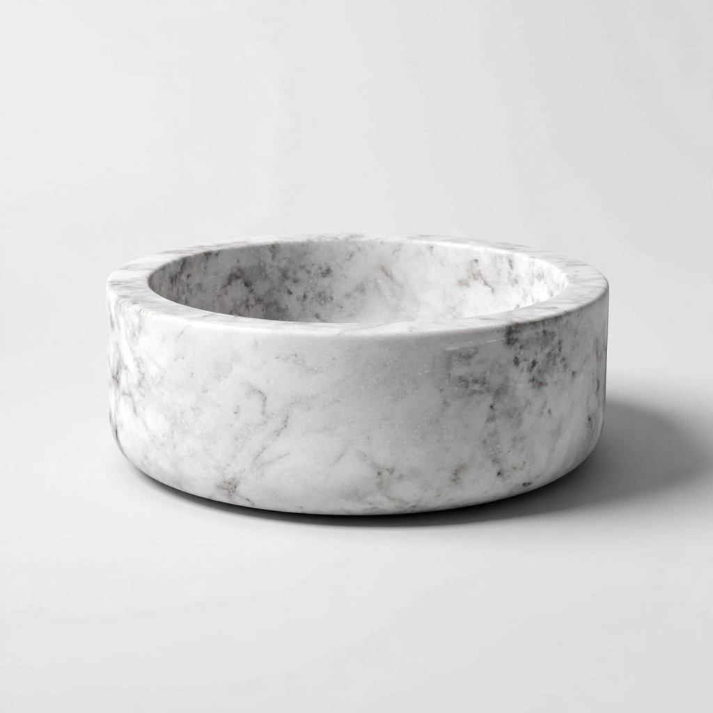 Lavabo - marmo 38x38x15 cm - bianco - adatto per bagno - design moderno-Comfyoliq