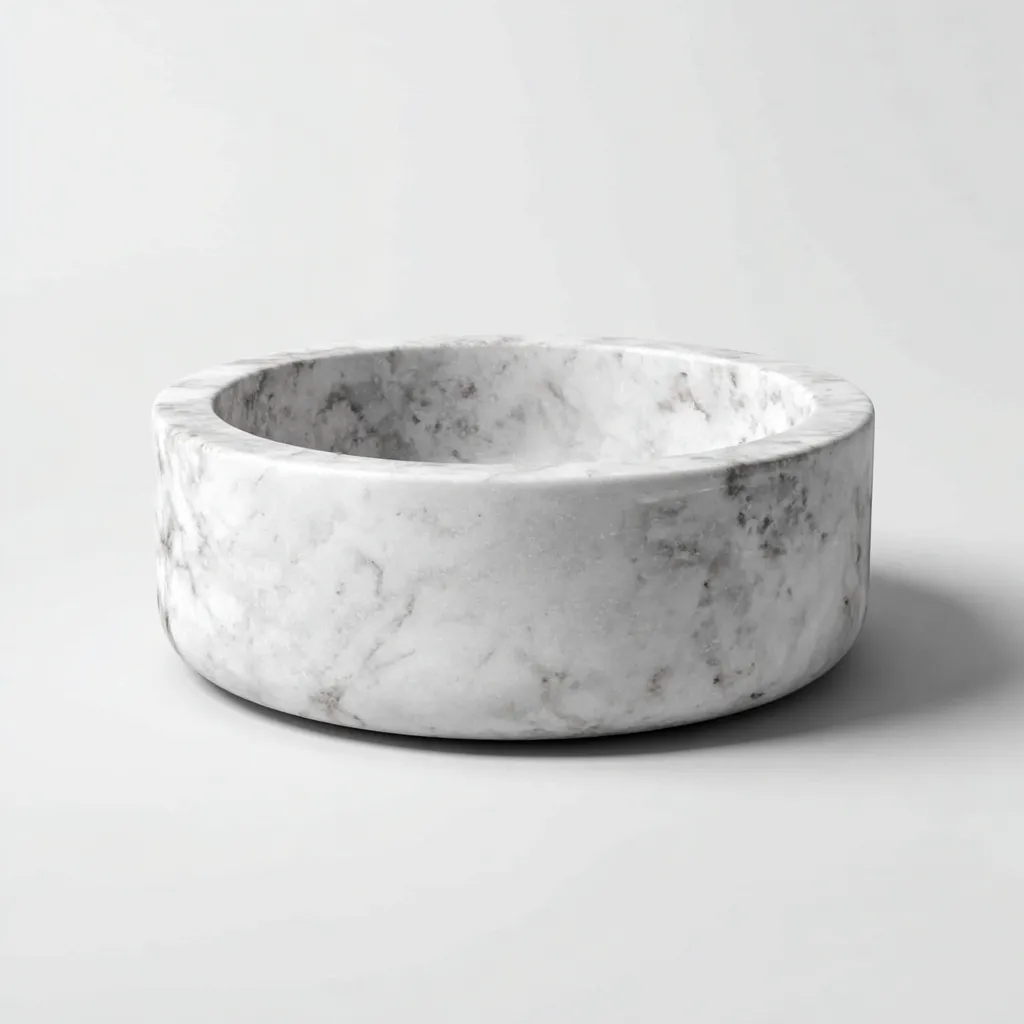 Lavabo - marmo 38x38x15 cm - bianco - adatto per bagno - design moderno-Comfyoliq