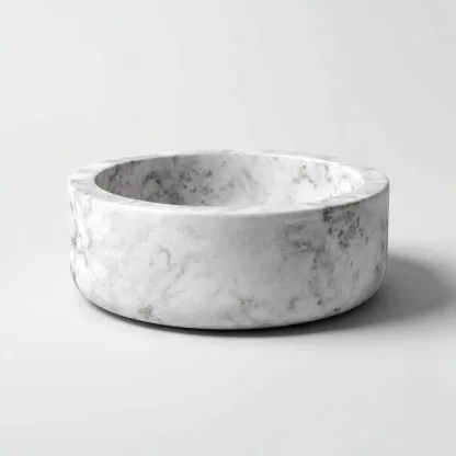 Lavabo - marmo 38x38x15 cm - bianco - adatto per bagno - design moderno-Comfyoliq