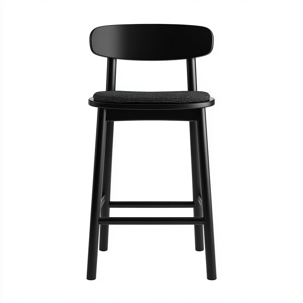 Sgabello da bar in legno massello con seduta in tessuto 45x43x100 cm - nero - design moderno adatto per sala da pranzo-Comfyoliq