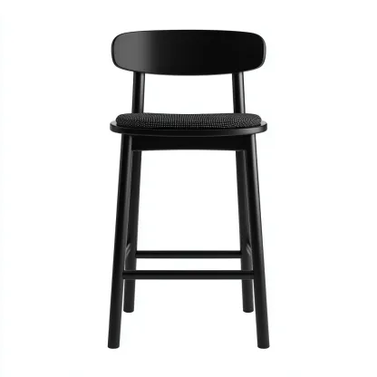 Sgabello da bar in legno massello con seduta in tessuto 45x43x100 cm - nero - design moderno adatto per sala da pranzo-Comfyoliq