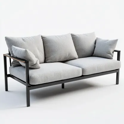 Divano da esterno - metallo - tessuto - legno - 180x85x78 cm - grigio - nero - naturale - per esterni - design moderno-Comfyoliq