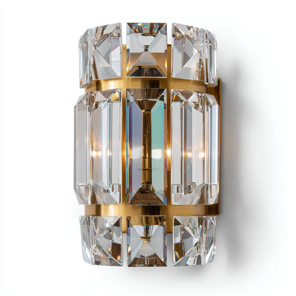 Applique in metallo - cristallo 24x14x30 cm - oro - trasparente - per illuminazione interna stile lusso-Comfyoliq