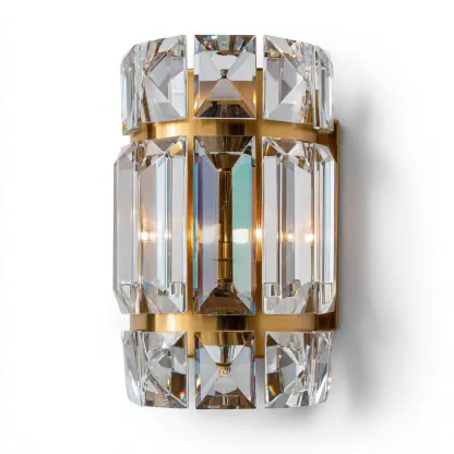 Applique in metallo - cristallo 24x14x30 cm - oro - trasparente - per illuminazione interna stile lusso-Comfyoliq