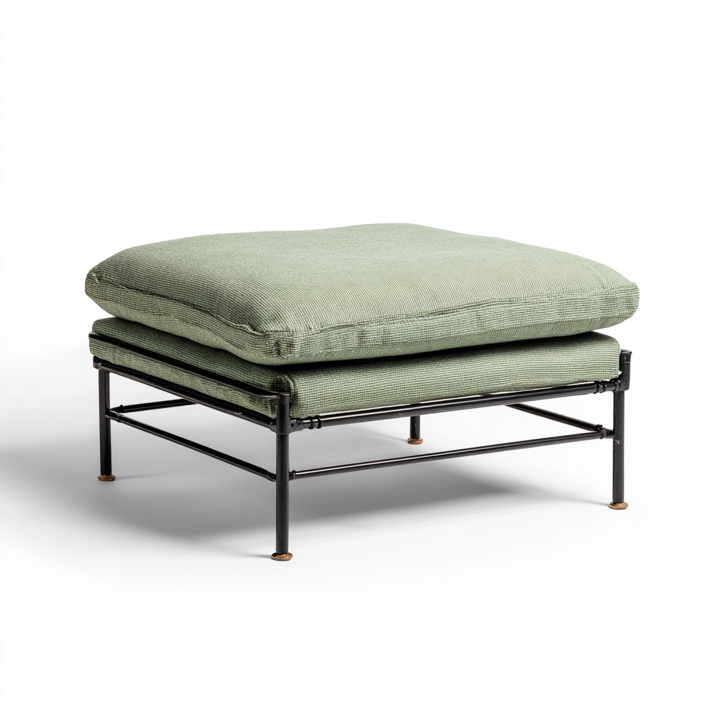 Pouf - metallo - tessuto - 60x60x40 cm - verde - soggiorno - design moderno-Comfyoliq