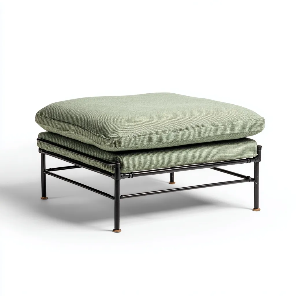Pouf - metallo - tessuto - 60x60x40 cm - verde - soggiorno - design moderno-Comfyoliq