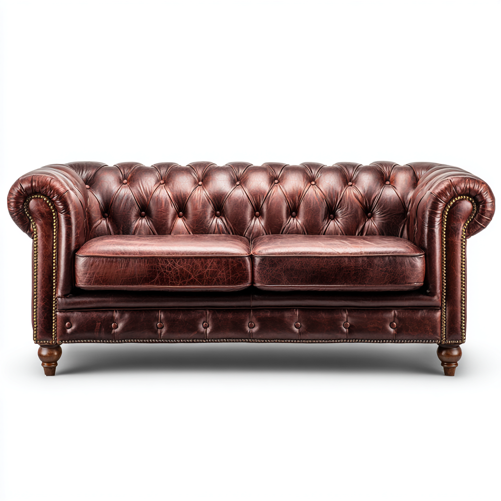 Divano lineare pelle 180x92x78 cm - marrone scuro - stile chesterfield per soggiorno-Comfyoliq