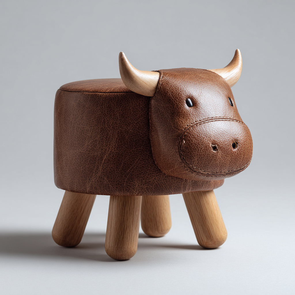 Pouf - legno - pelle sintetica - 45x25x40 cm - marrone - soggiorno - design creativo-Comfyoliq