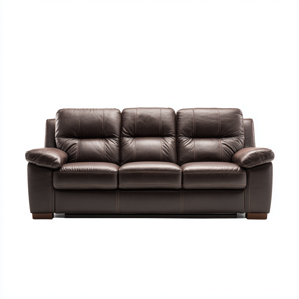 Divano lineare pelle 210x95x92 cm - marrone scuro - design classico per soggiorno-Comfyoliq