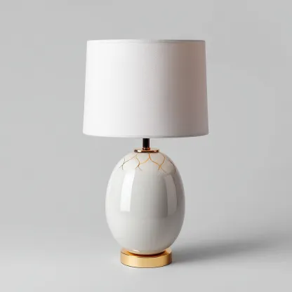 Lampada da tavolo in ceramica con paralume in tessuto 20x20x45 cm - bianco e oro - per soggiorno design moderno-Comfyoliq