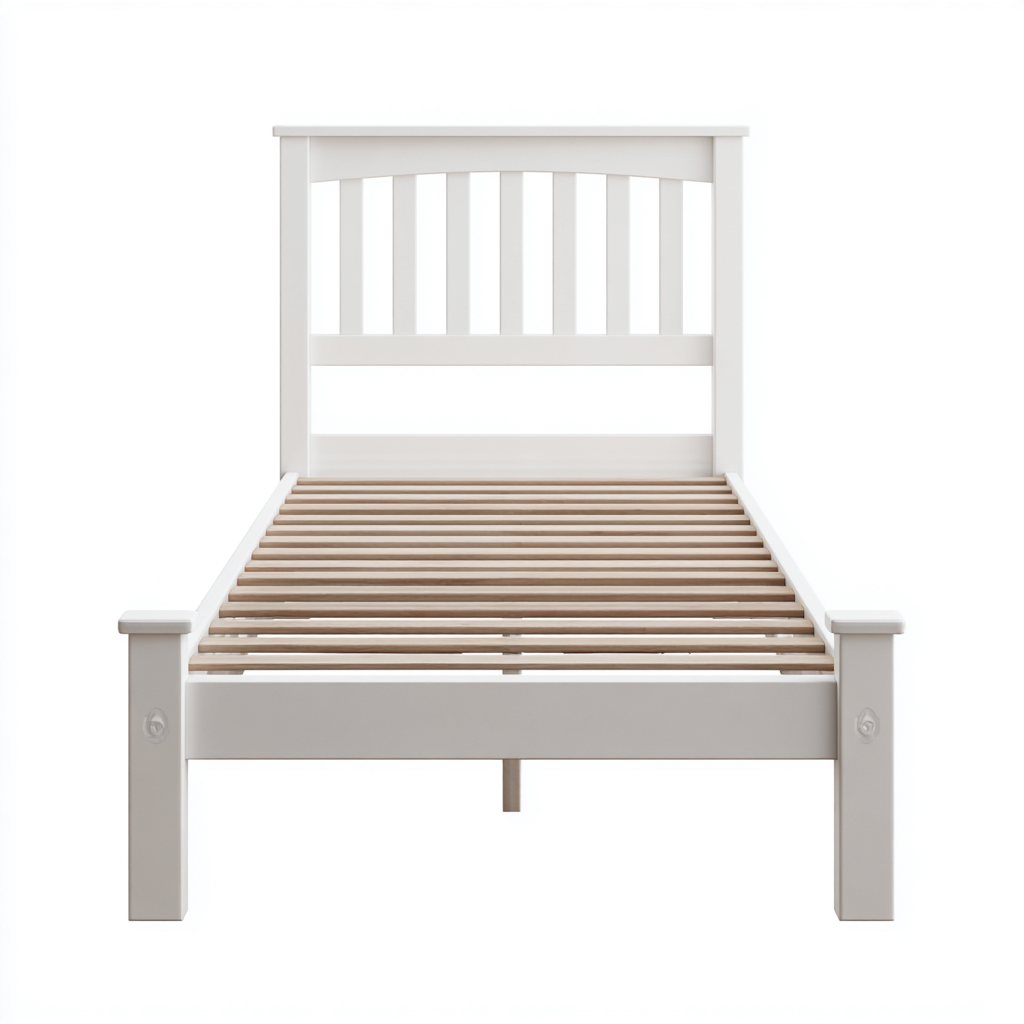 Letto singolo - legno 200x100x95 cm - bianco - adatto per camera da letto - design moderno-Comfyoliq