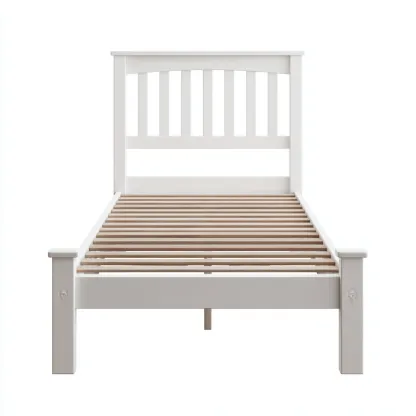 Letto singolo - legno 200x100x95 cm - bianco - adatto per camera da letto - design moderno-Comfyoliq