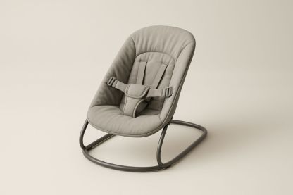 Baby Bouncer Seat Oval Shape Beige Polyester Steel Frame