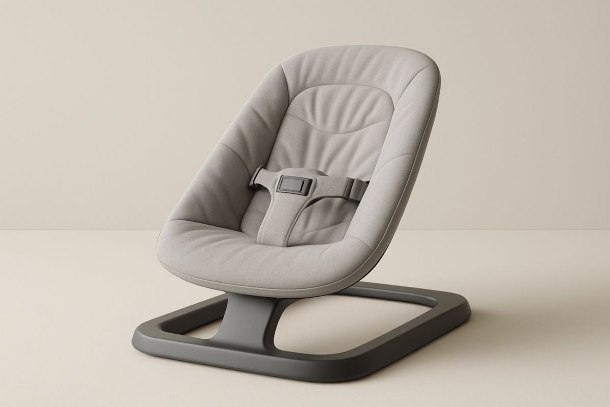 Baby Rocker Steel Frame Grey 72x45x39cm Safety Harness