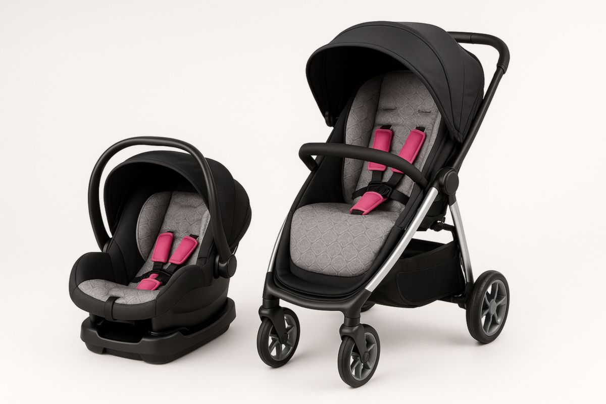 Baby Travel System with Car Seat and Stroller Set Polyester Aluminium Black/Grey