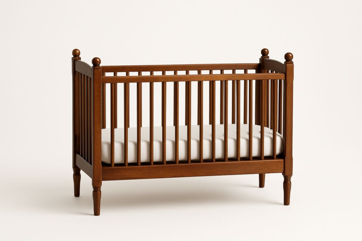 Wooden Baby Cot with Mattress 130x70cm Brown Pine