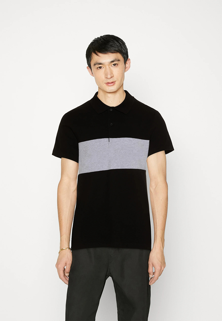 Polo - noir gris chine