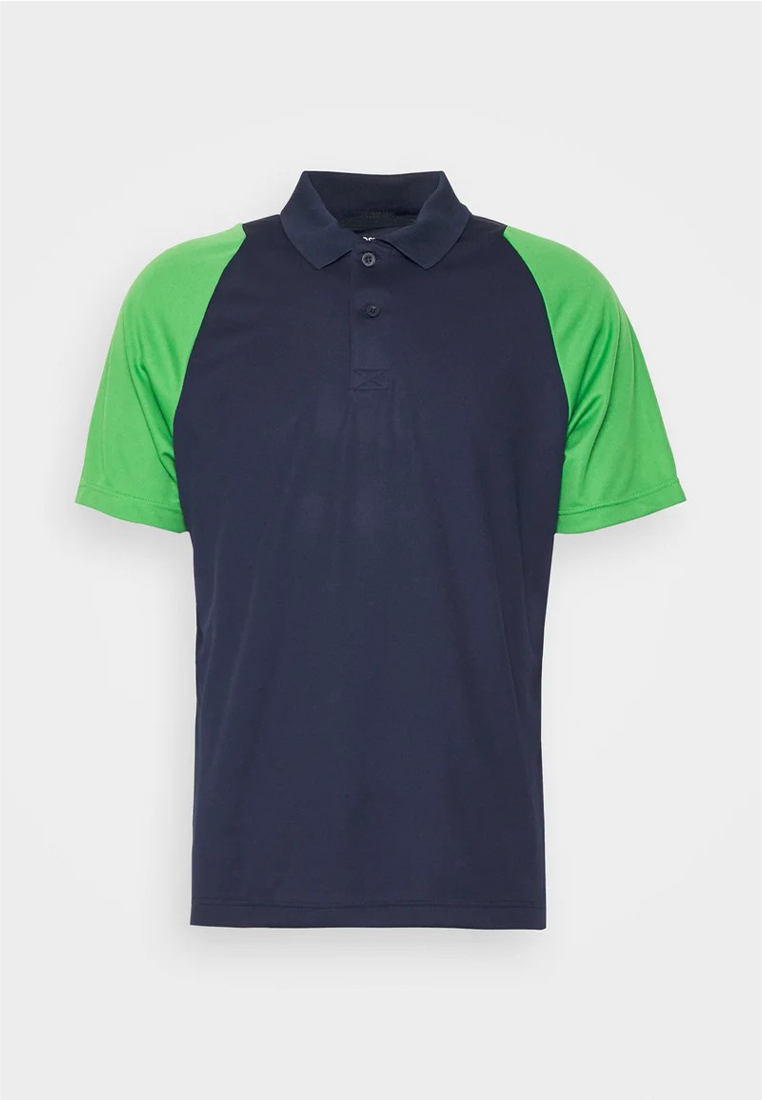 TENNIS - Polo - bleu marine/vert/jaune
