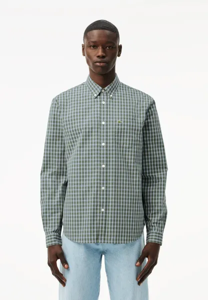 Chemise - vert kaki blanc