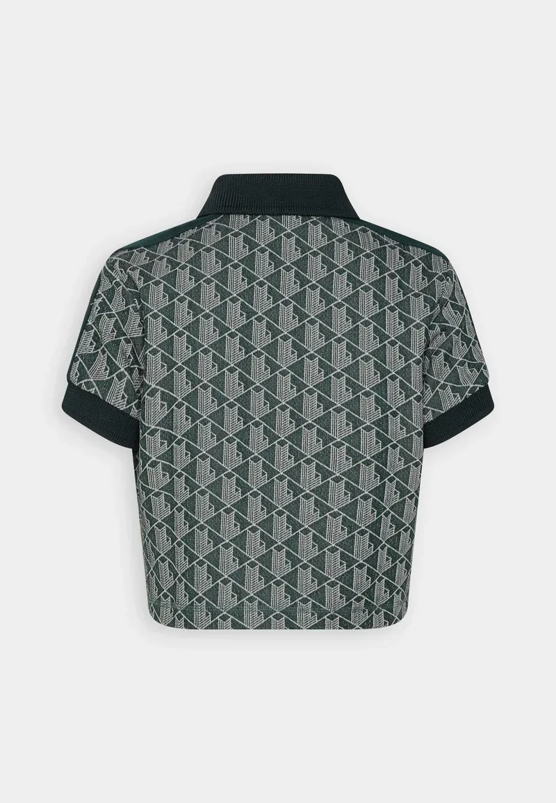 CROPPED POLO SHIRT WITH PRINT - Polo - vert beige