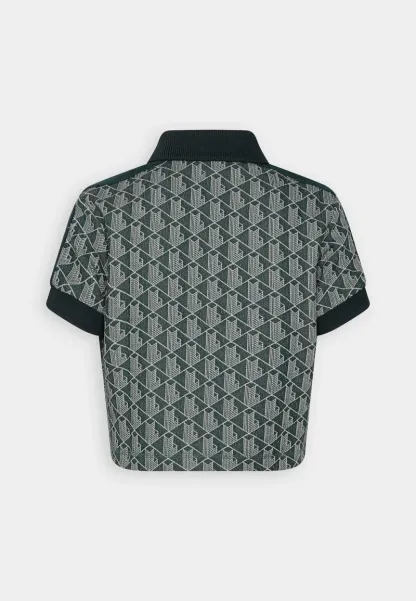 CROPPED POLO SHIRT WITH PRINT - Polo - vert beige