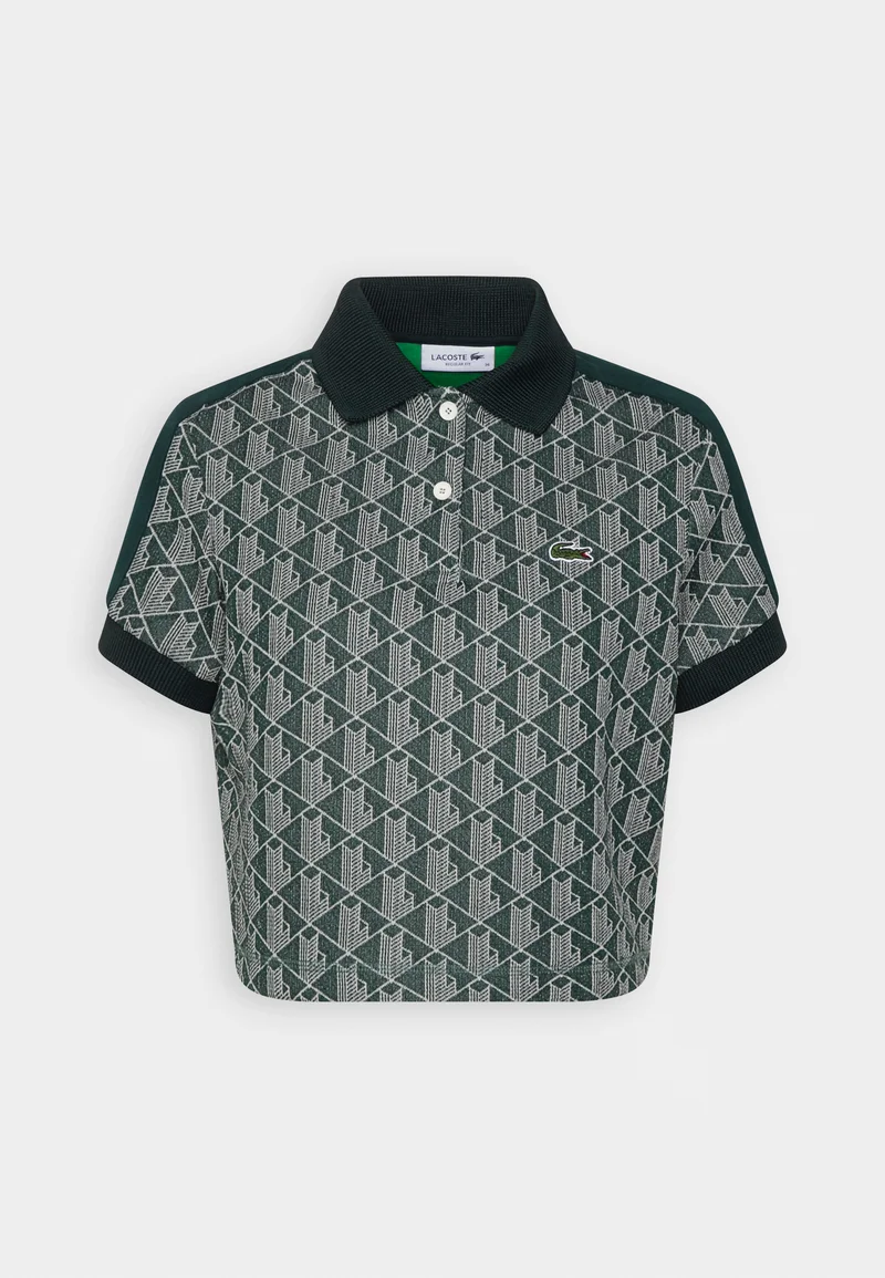 CROPPED POLO SHIRT WITH PRINT - Polo - vert beige