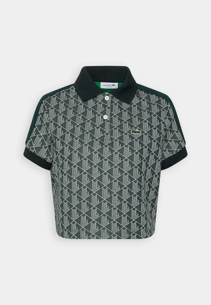 CROPPED POLO SHIRT WITH PRINT - Polo - vert beige