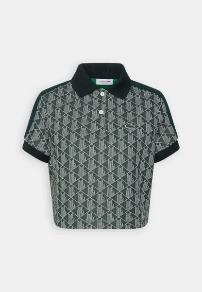 CROPPED POLO SHIRT WITH PRINT - Polo - vert beige