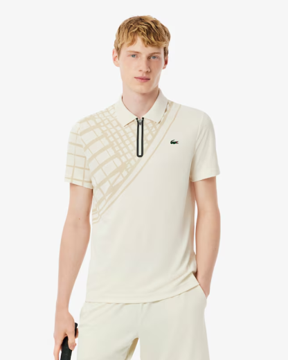 Ultra Dry Printed Slim Fit Tennis Polo - Cream