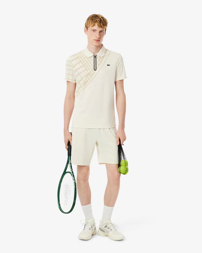 Ultra Dry Printed Slim Fit Tennis Polo - Cream