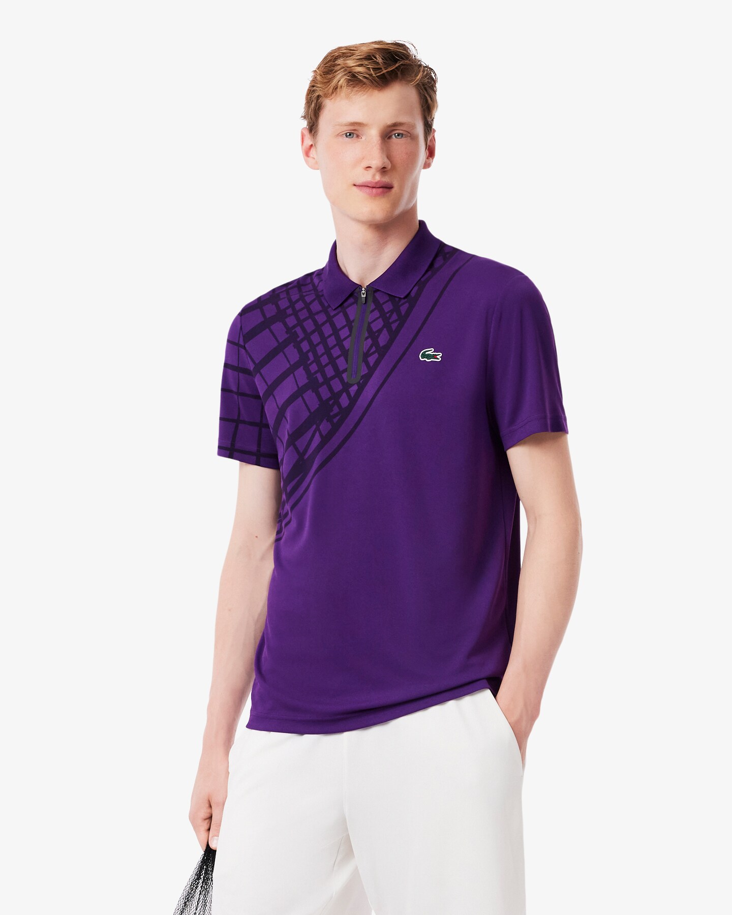 Ultra Dry Printed Slim Fit Tennis Polo - Purple HXL