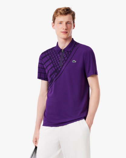 Ultra Dry Printed Slim Fit Tennis Polo - Purple HXL