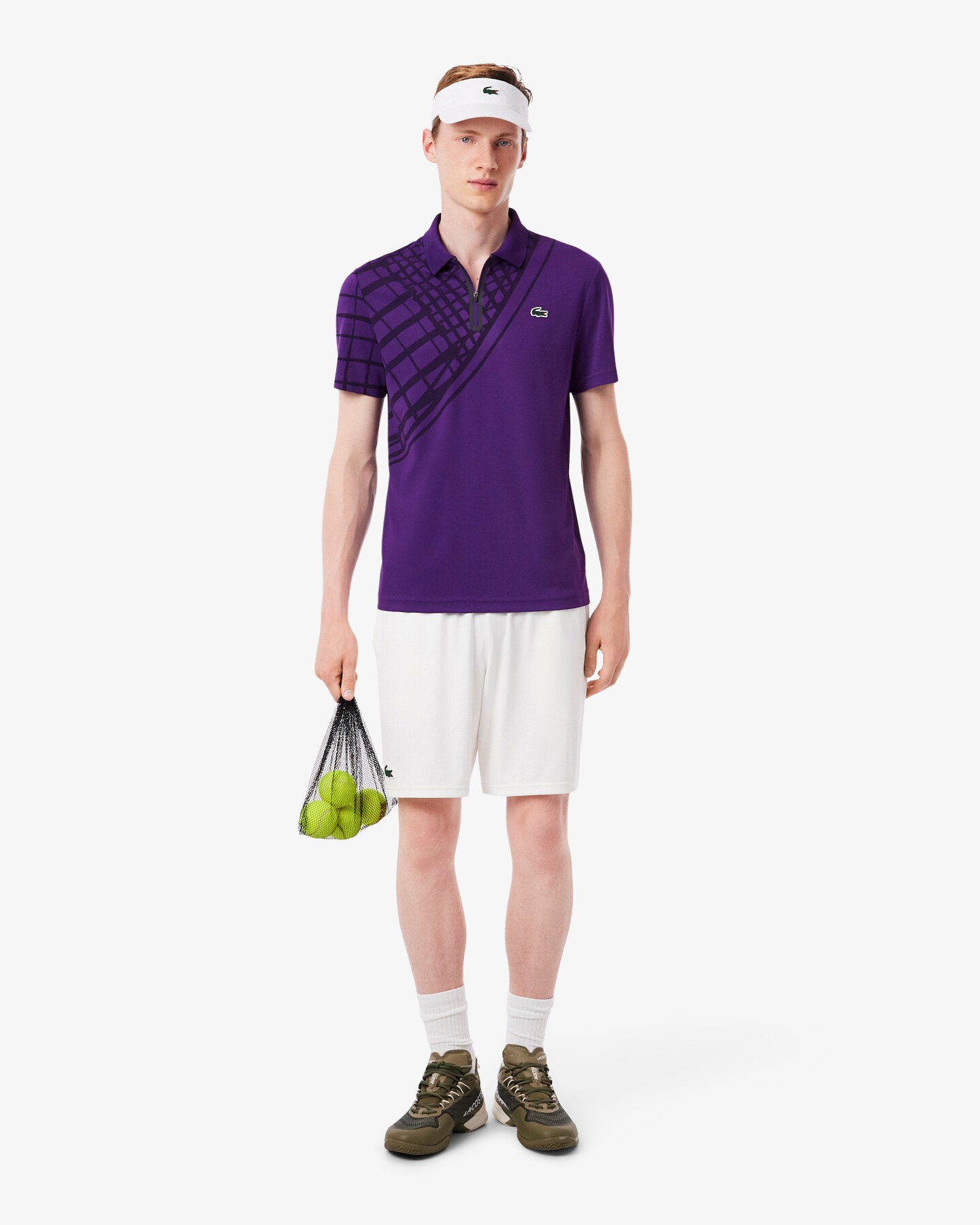Ultra Dry Printed Slim Fit Tennis Polo - Purple HXL