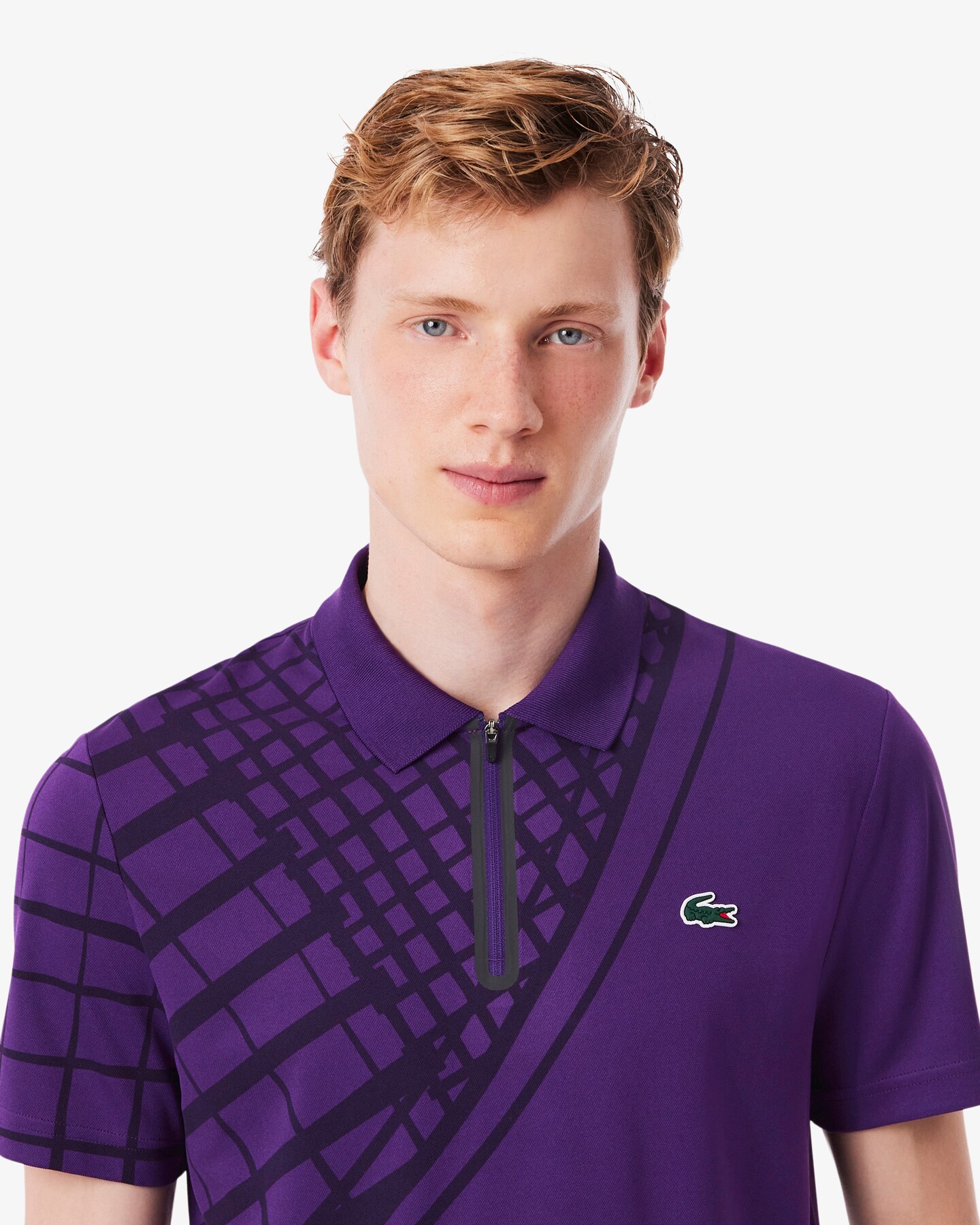 Ultra Dry Printed Slim Fit Tennis Polo - Purple HXL