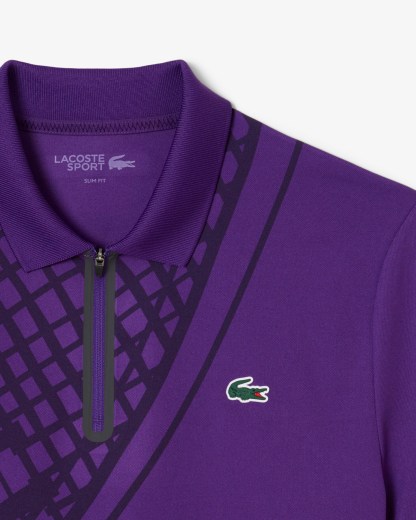 Ultra Dry Printed Slim Fit Tennis Polo - Purple HXL