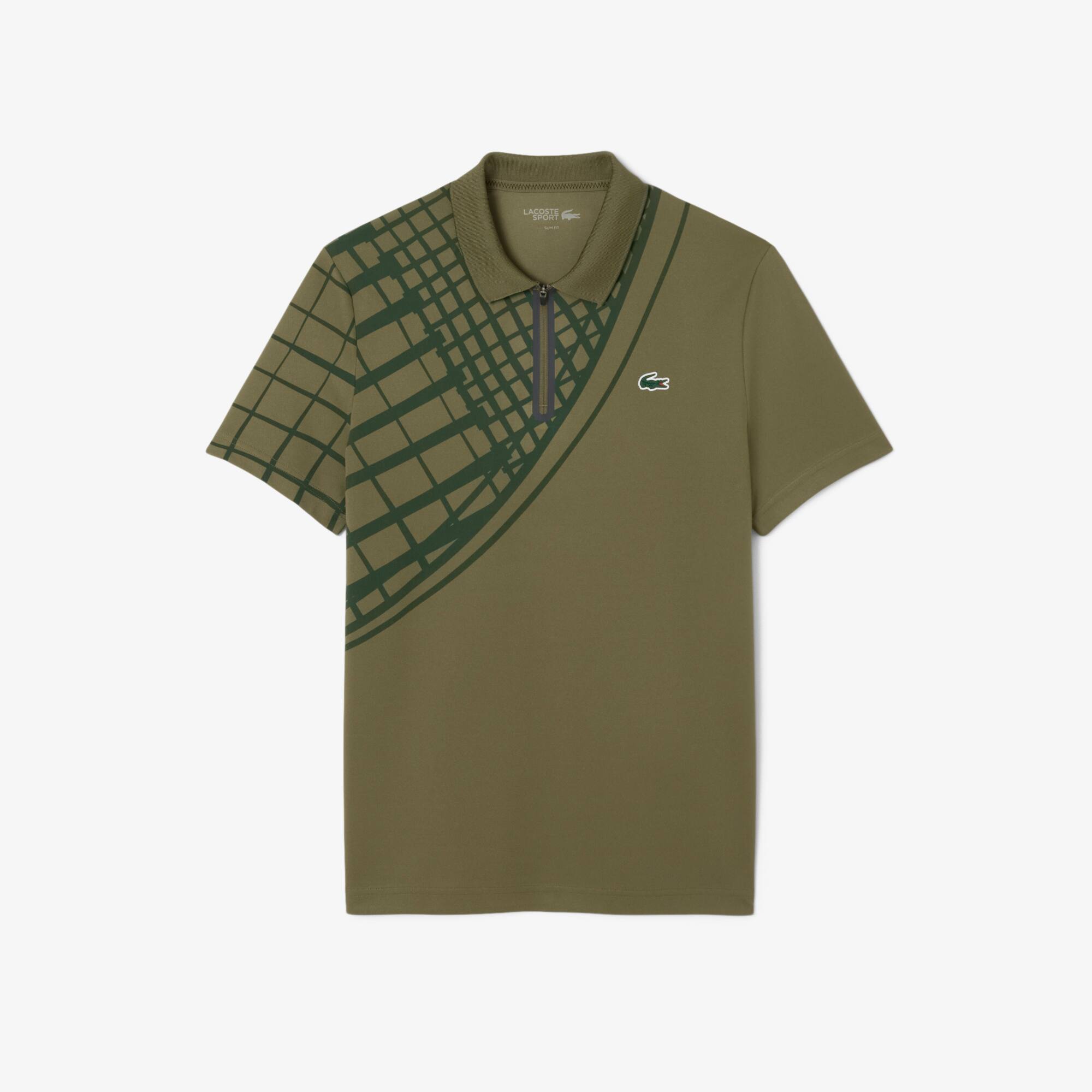 Ultra Dry Printed Slim Fit Tennis Polo - Khaki Green