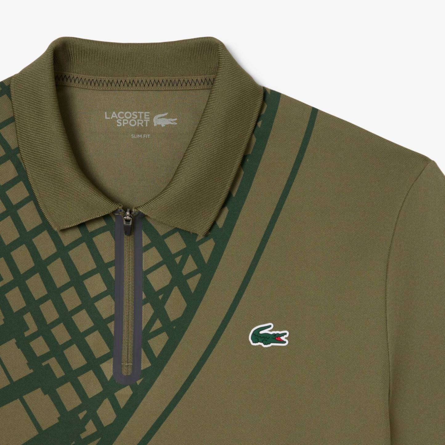 Ultra Dry Printed Slim Fit Tennis Polo - Khaki Green