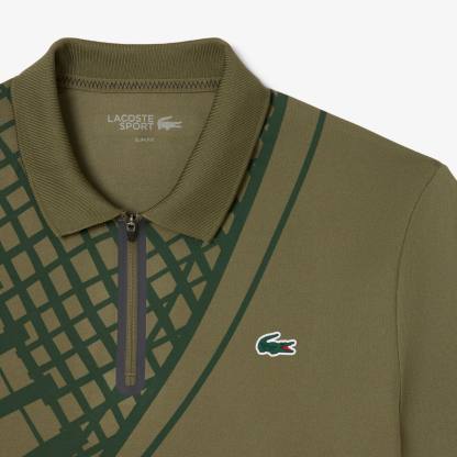 Ultra Dry Printed Slim Fit Tennis Polo - Khaki Green