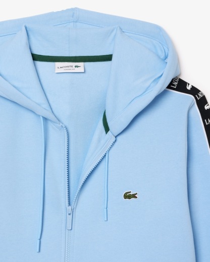 Sweatshirt zippé à capuche bandes siglées - Bleu pastel