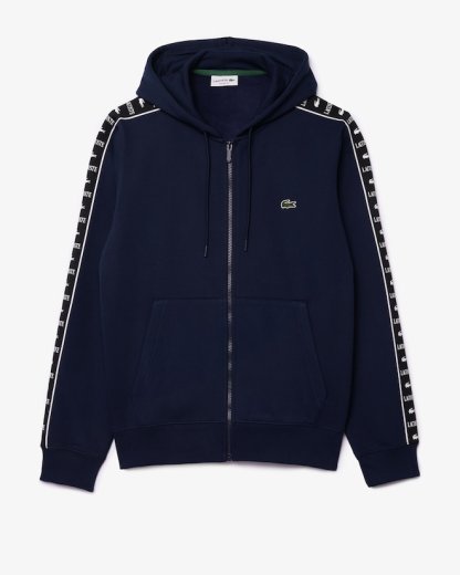 Sweatshirt zippé à capuche bandes siglées