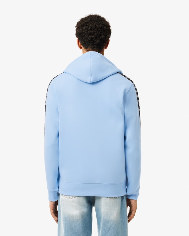 Sweatshirt zippé à capuche bandes siglées - Bleu pastel