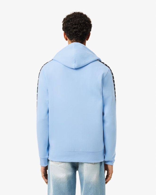 Sweatshirt zippé à capuche bandes siglées - Bleu pastel