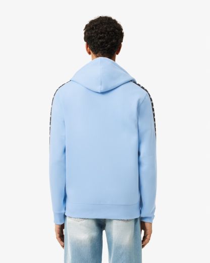 Sweatshirt zippé à capuche bandes siglées - Bleu pastel