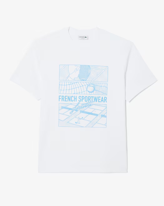 Men's Tennis Court Print Cotton T-Shirt