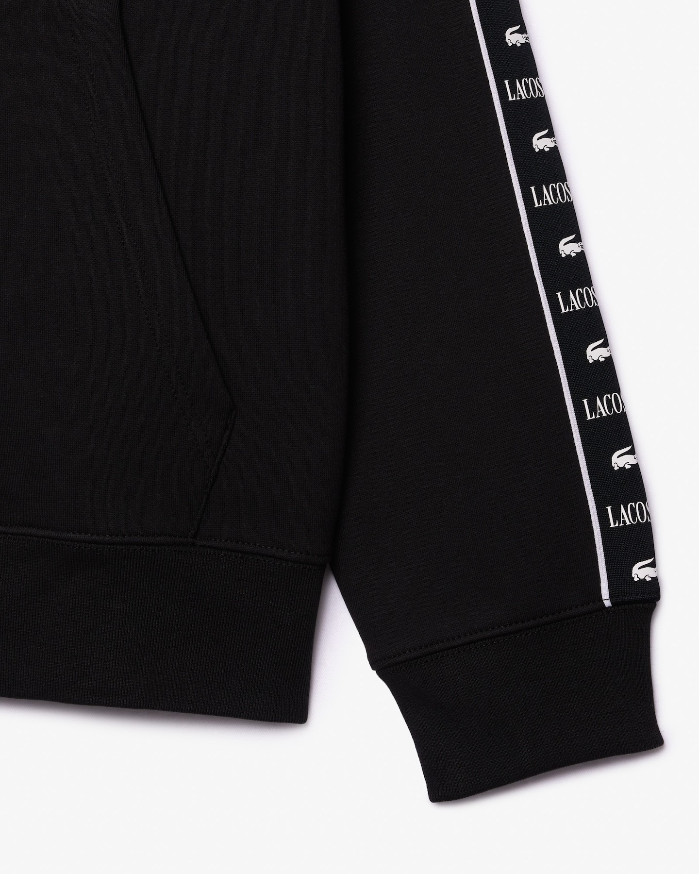 Sweatshirt zippé à capuche bandes siglées - Noir