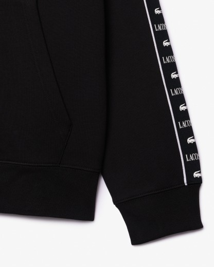 Sweatshirt zippé à capuche bandes siglées - Noir